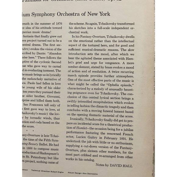 Classical Vinyl Hamlet Overture and Fantasy Leopold Stokowski conducting The Sta - Picture 8 of 9